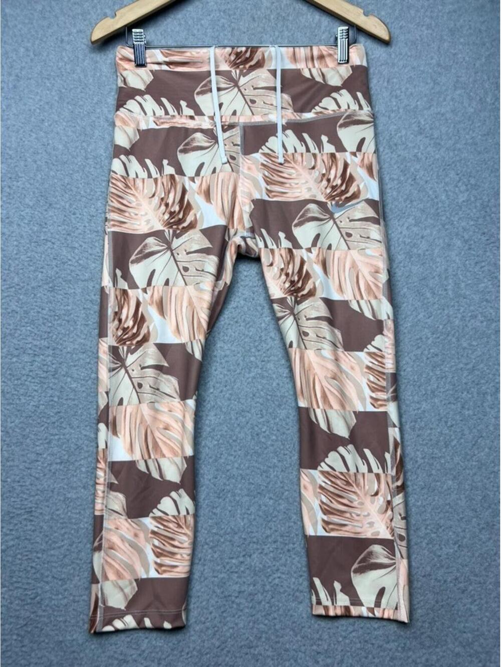 Nike Dri FIT One Luxe Crop Leggings L Monstera Palm Leaf Botanical Tropical